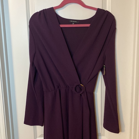 Marina (Nordstrom) NWT eggplant purple faux wrap dress size large - Picture 4 of 5